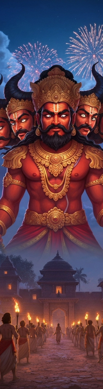Cover illustration for the Dussehra bedtime story Dussehra: The Day Good Won