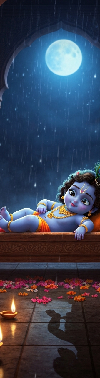 Cover illustration for Janmashtami: The Midnight When Krishna Was Born