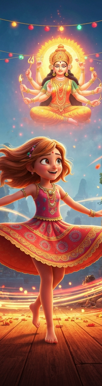 Cover illustration for the Navratri bedtime story Navratri: The Girl Who Learned to Dance