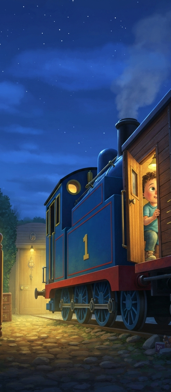 Cover illustration for the bedtime story The Night Train to Nani's House